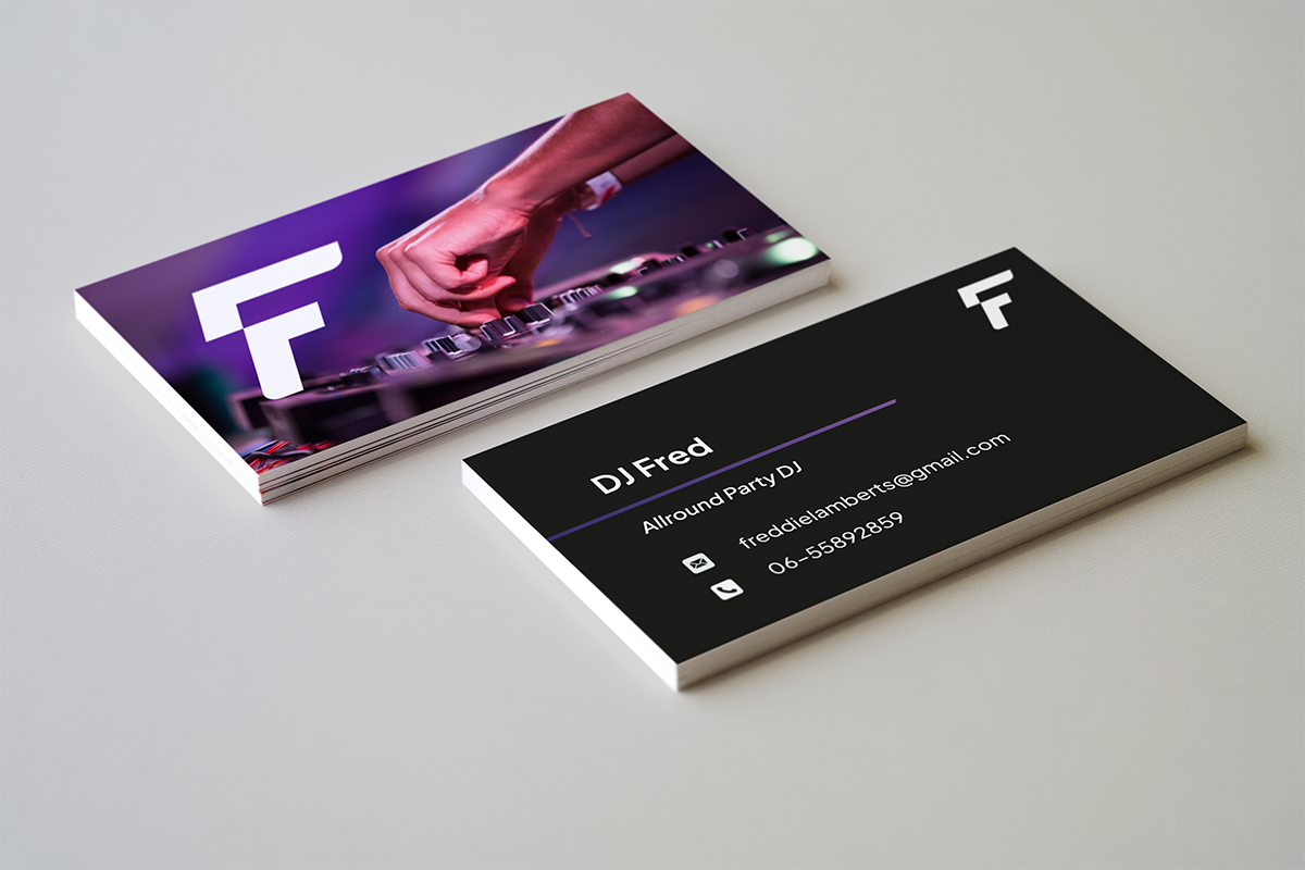 DJ Fred visitekaart - professioneel visitekaartontwerp voor allround party DJ